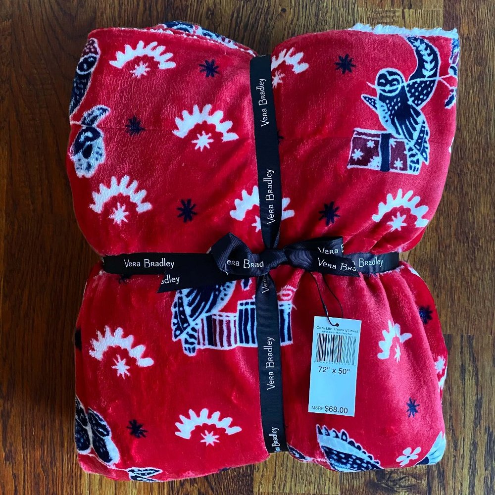Vera Bradley Cozy Life Throw Blanket in Night Owl Red